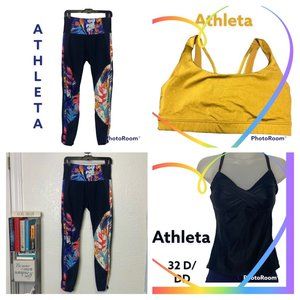 Athleta Women’s Dunes V-Neck Black Eyelet Front Top Tank Size Small